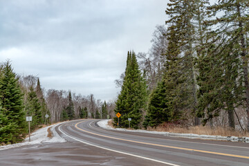 Asphalt road in a countryside in north Minnesota