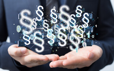 Lawyer and advocate on-line law services concept.