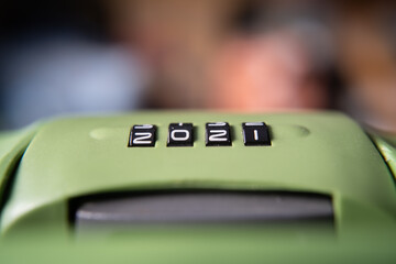 the combination lock showing the 2021 number
