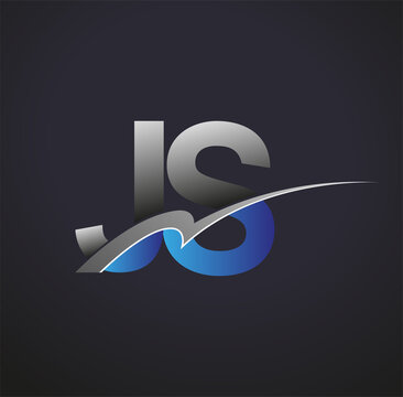 initial letter JS logotype company name colored blue and grey swoosh design. vector logo for business and company identity.