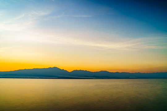 sunset over the lake