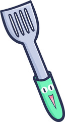 Funny and cute spatula mascot laughing happily
