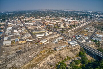 Aerial View of Twin Falls, Idaho on a hazy Afternoon