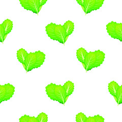 Seamless Pattern Abstract Elements Green Lettuce Food Vector Design Style Background Illustration