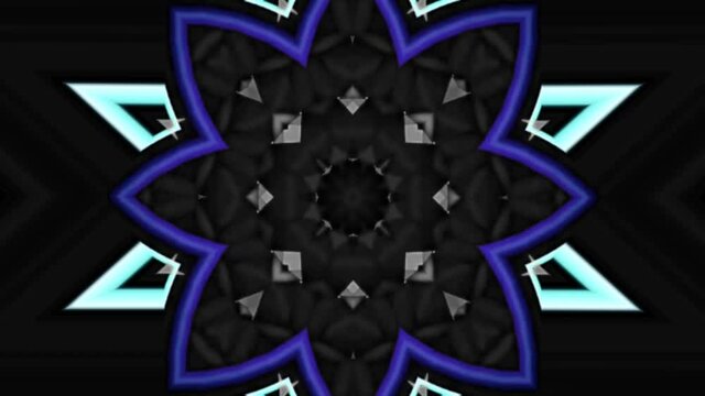 blue and white fractal blue star on black fabric mosaic premium