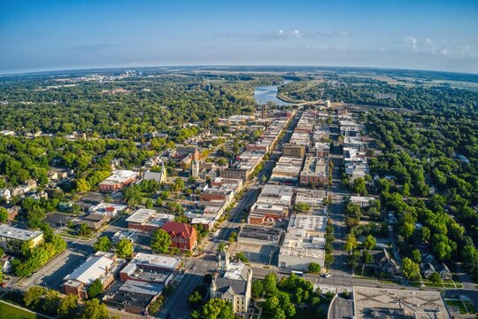 Aerial View Of Lawrence, Kansas And Its State University