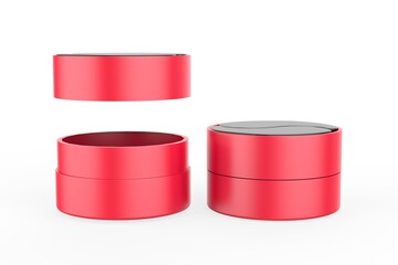 Cosmetic jar with packaging box mock up isolated on white background - 3d illustration