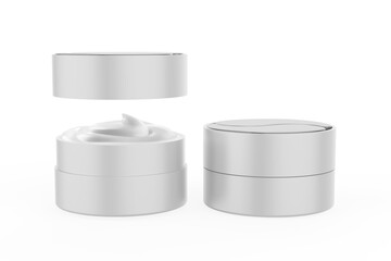 Cosmetic jar with packaging box mock up isolated on white background - 3d illustration