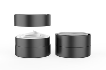 Cosmetic jar with packaging box mock up isolated on white background - 3d illustration