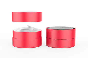 Cosmetic jar with packaging box mock up isolated on white background - 3d illustration