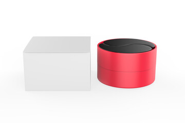 Cosmetic jar with packaging box mock up isolated on white background - 3d illustration