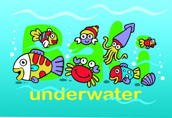 underwater pictures vector illustration for your T shirt or your cards