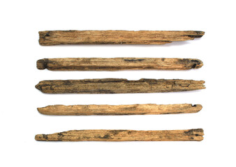 collection log wood on white background
