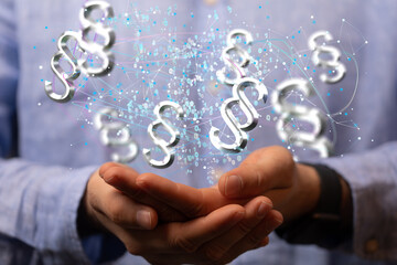 Lawyer and advocate on-line law services concept.