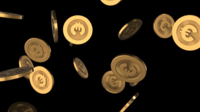 Falling coins with the euro symbol loop