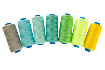 set of multi-colored sewing threads in coils, isolate on a white background