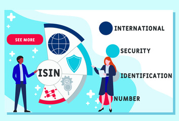 Vector website design template . ISIN - International Security Identification Number   acronym. business concept background. illustration for website banner, marketing materials, business presentation