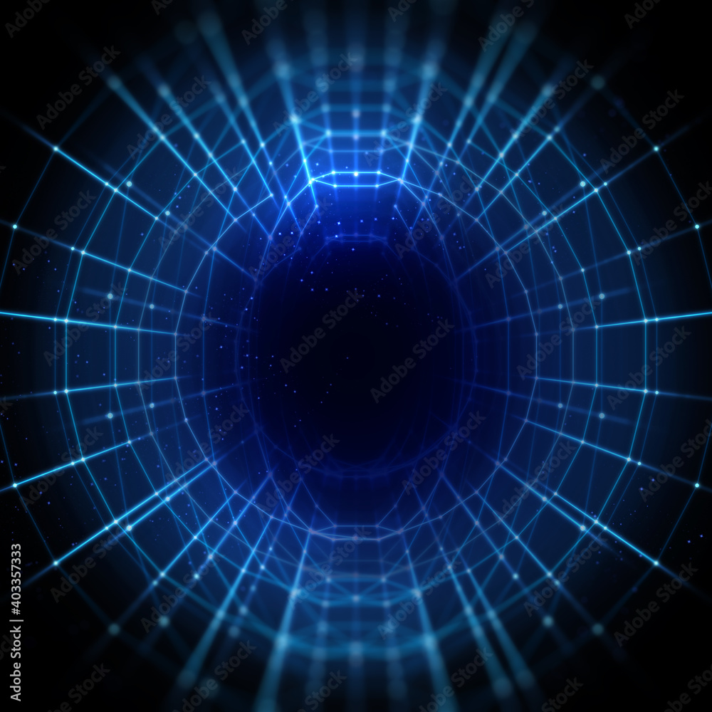 Aufkleber 3d rendering  of Abstract futuristic blue circuit board and cpu