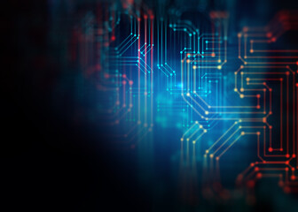 Obraz premium 3d rendering of Abstract futuristic blue circuit board and cpu