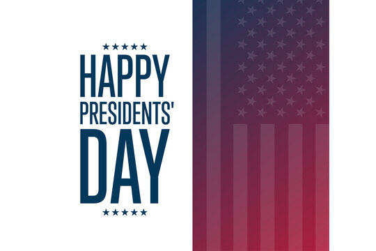 Happy Presidents' Day. The third Monday in February. Holiday concept. Template for background, banner, card, poster with text inscription. Vector EPS10 illustration.