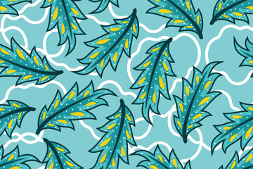 Seamless pattern with floral vector Illustration, Tropical batik motif