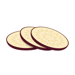 Eggplant on white background. Sliced eggplant. Eggplant vector.