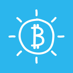 Bitcoin logo design. Bitcoin doodle symbol.