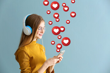 Cute teenage girl using mobile phone for social networking