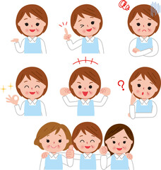 シニア女性デイサービスポーズ色々