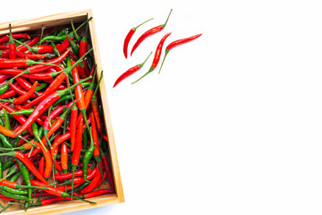 Hot chili peppers on white background