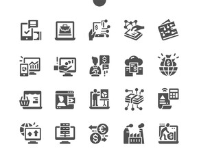 Digital economy. Online analytics and accounting. Database. Payment method. Business, economy and marketing. Vector Solid Icons. Simple Pictogram