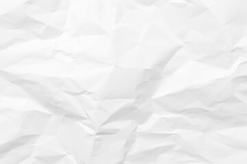 White crumpled paper texture background. Clean white paper. Top view.