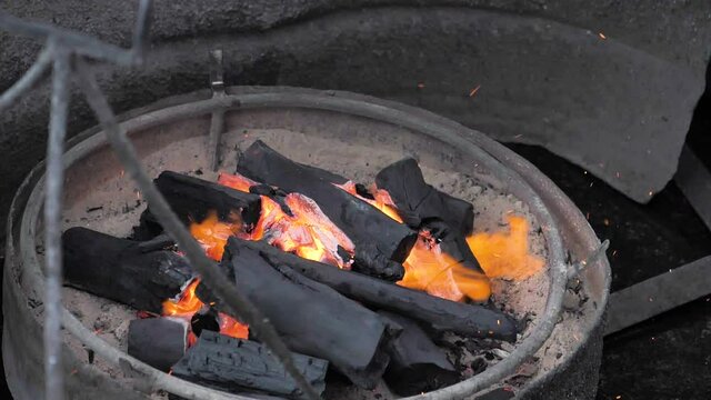 Slow Motion Fire Burning at a Chinese Market in Lijiang, Yunnan, China