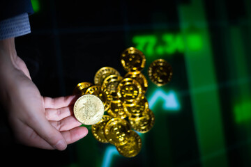 Fototapeta na wymiar Bitcoin online crypto money digital currency