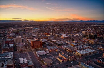 Fototapeta na wymiar Aerial View of Pueblo, Colorado at Sunset