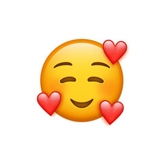 3 hearts emoji - Smiling Face with Smiling Eyes and Three Hearts - In Love Face emoticon - 3d loving emotion	
