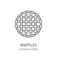 Waffles line icon on white background. Editable stroke.