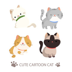 Cute cat cartoon collection Premium Vector