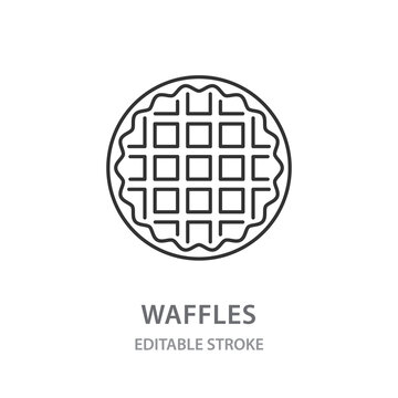 Waffles line icon on white background. Editable stroke.
