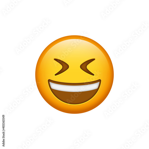Fototapete Grinning Face With Squinting Eyes Emoji Smiling Face With Open Mouth And Tightly Closed Eyes Happy Smiley Emoticon Big Grin Laughing Character Auge Icons Gate