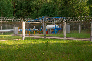 Gas distribution station in the countryside. Gas industry.