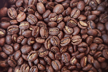  Close up of coffee beans for background                                