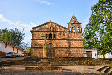 Fototapeta na wymiar The Capilla de Santa Barbara (Santa Barbara Chapel) in colonial Barichara, Santander, Colombia