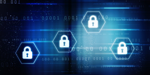 Obraz premium 2d illustration Safety concept: Closed Padlock on digital background 