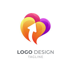 Heart and up arrow logo design concept ready for use