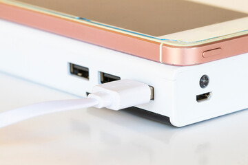 background texture charge power battery of mobile phone decoration on white