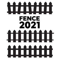 Silhouette Black Fence element. Fence gate graphic
