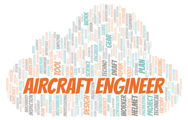 Obraz premium Aircraft Engineer typography word cloud create with the text only