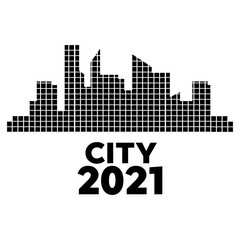 Fototapeta premium Vector isolated skylines silhouettes. City landscape template. Thin line City landscape