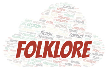 Folklore typography word cloud create with the text only